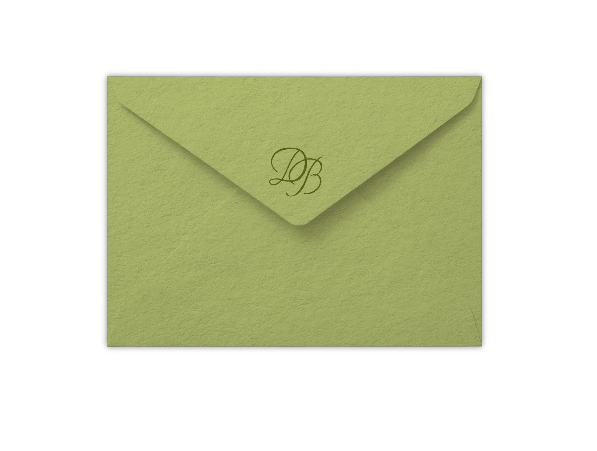 Sobre verde con monograma DB